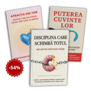 Pachetul pentru Transformarea: Vieții Cărți puternice care te ajută să-ți schimbi mentalitatea, să-ți întărești disciplina și să transformi felul în care atragi succesul.